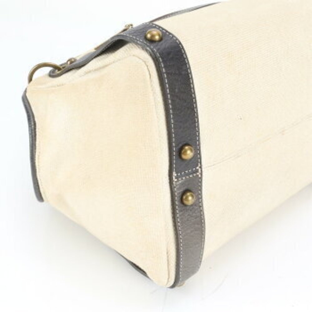 Burberry Leather Canvas Tote Bag Shoulder Handbag - Picture 4 of 9